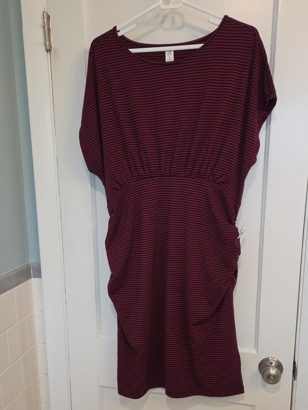 Old Navy Large Maternity Dress Striped Burgundy and Black Women's Dress